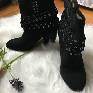 Libby Edelman Black Suede Booties